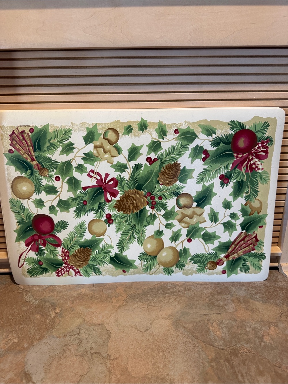 Holiday Pine & Ornament Decorative Placemats - Green, Red, Gold